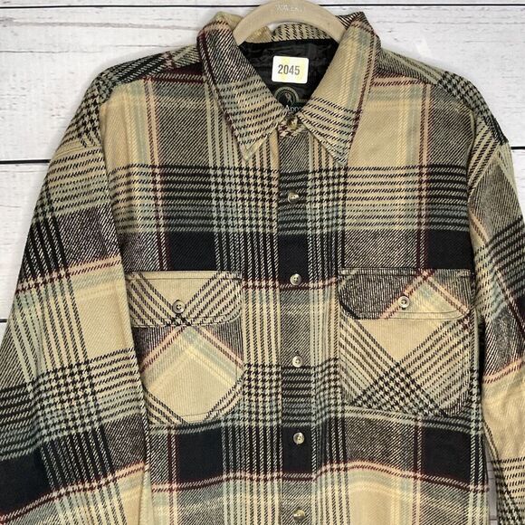 Berne Mens Plaid Slate 100% Cotton Flannel Shirt Jacket Button Down Large - Picture 5 of 10